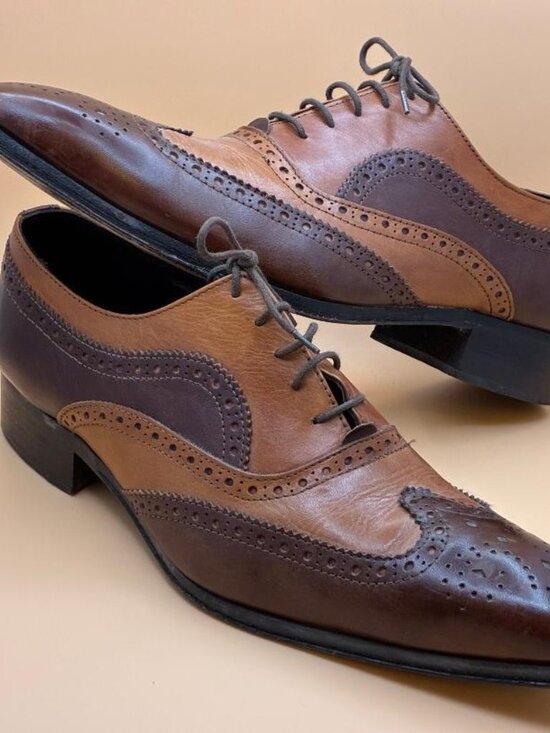 Share *EUC* DUCA Men’s Oxford Shoe Brown & Tan Leather Lace Up Size 44 US 10.5 main image 10